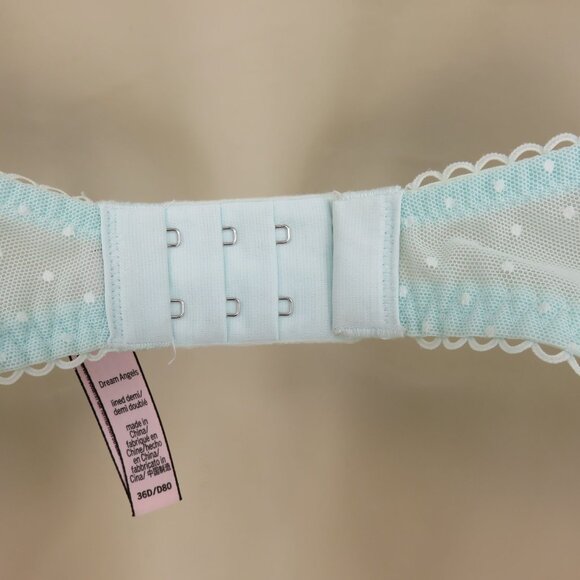 Victorias Secret 36D Dream Angels Lined Demi Blue Floral Lace Bra Underwire - Picture 6 of 16